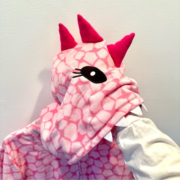 NWOT The Children's Place Women's Pink Dinosaur/Monster Hood Onesie, Size S - Picture 2 of 10